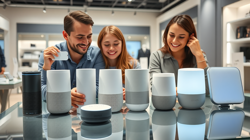popular voice assistants on display: Amazon Alexa, Google Assistant, Apple Siri, etc.