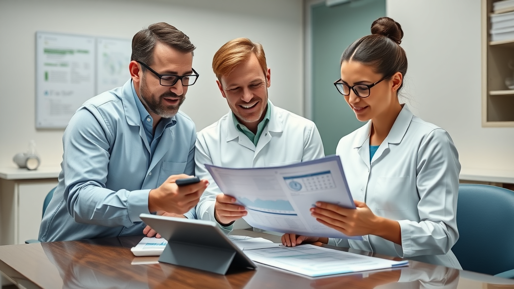 dental team reviewing chart, reactivation program, data-driven dental patient reactivation