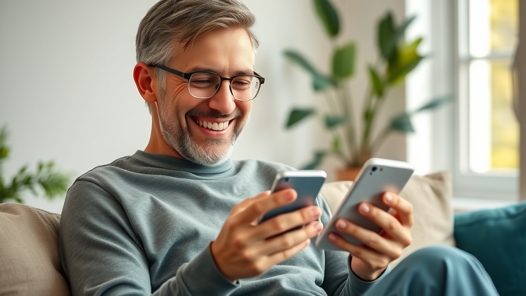 happy customer delighted by instant automated customer service on phone