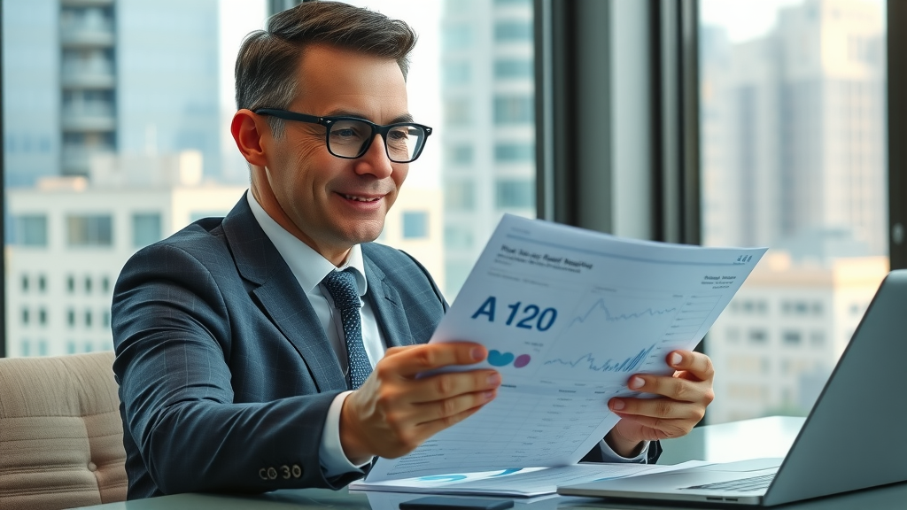 business executive reading an AI-generated report using natural language generation