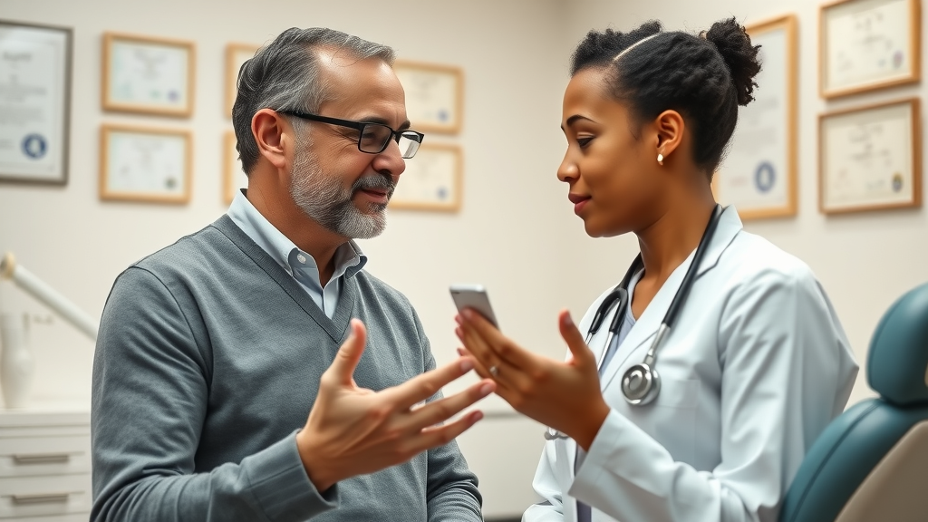 dental patient reactivation strategies empathetic dentist speaking attentively with a diverse patient in office