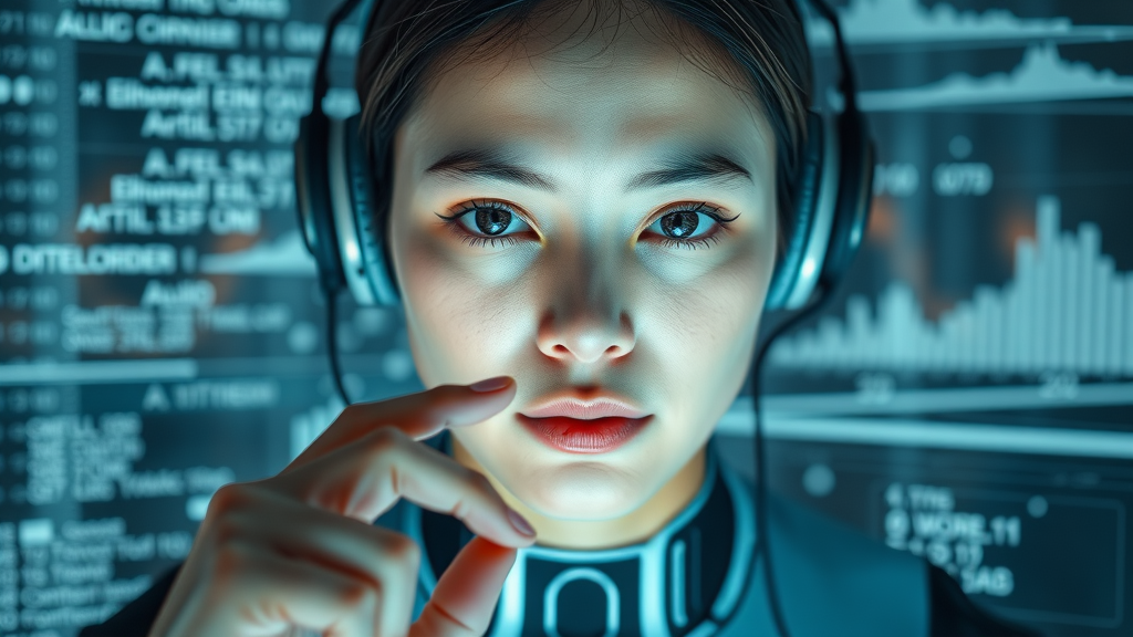 clean and futuristic AI interface with AI algorithm generating article drafts for AI Content Creation