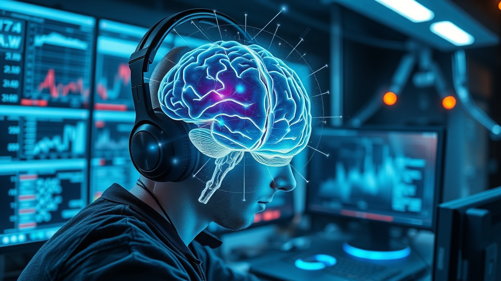 AI-powered analytics and sentiment analysis processing audio data in a call center