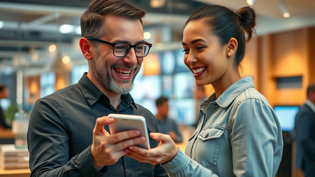 customer interacting with ai voice assistant in customer service setting