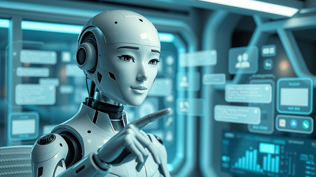 sleek AI chatbot interface, digital assistant guiding real-time customer queries