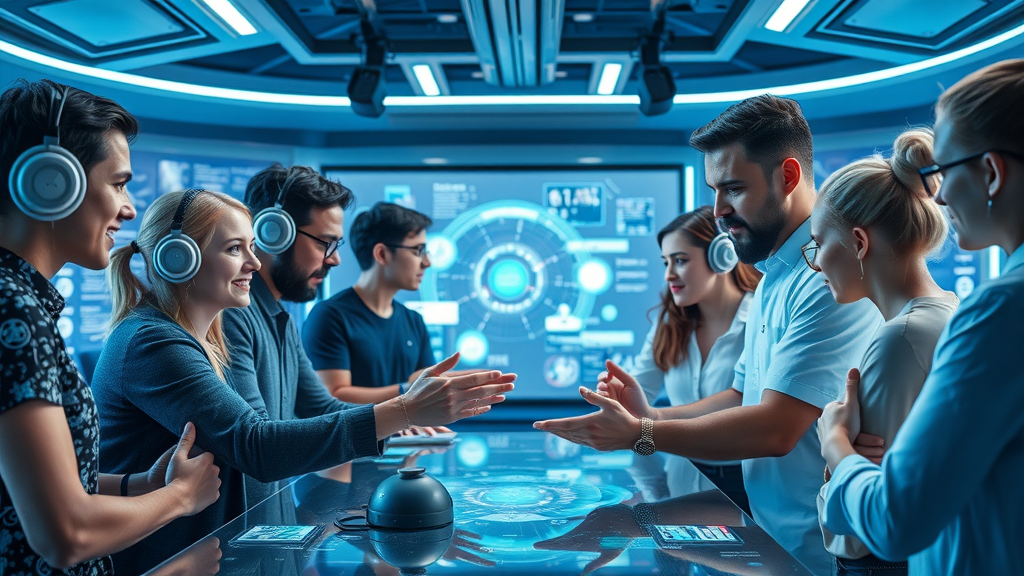 advanced ai video editor studio, complex automated video production, creative team using ai video generator for Next Gen video product