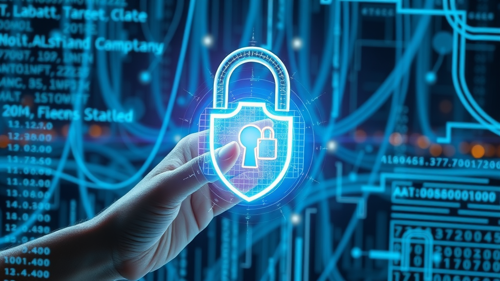 speech-to-text AI secure lock and digital shield ensuring data protection and privacy in audio transcription