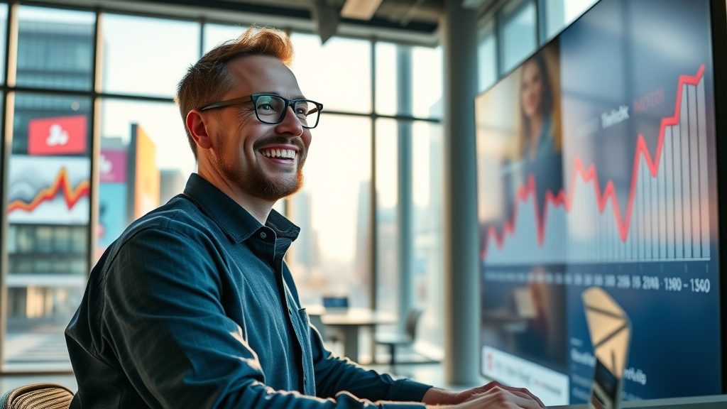 Digital marketer using content automation to boost social media engagement with automated content metrics
