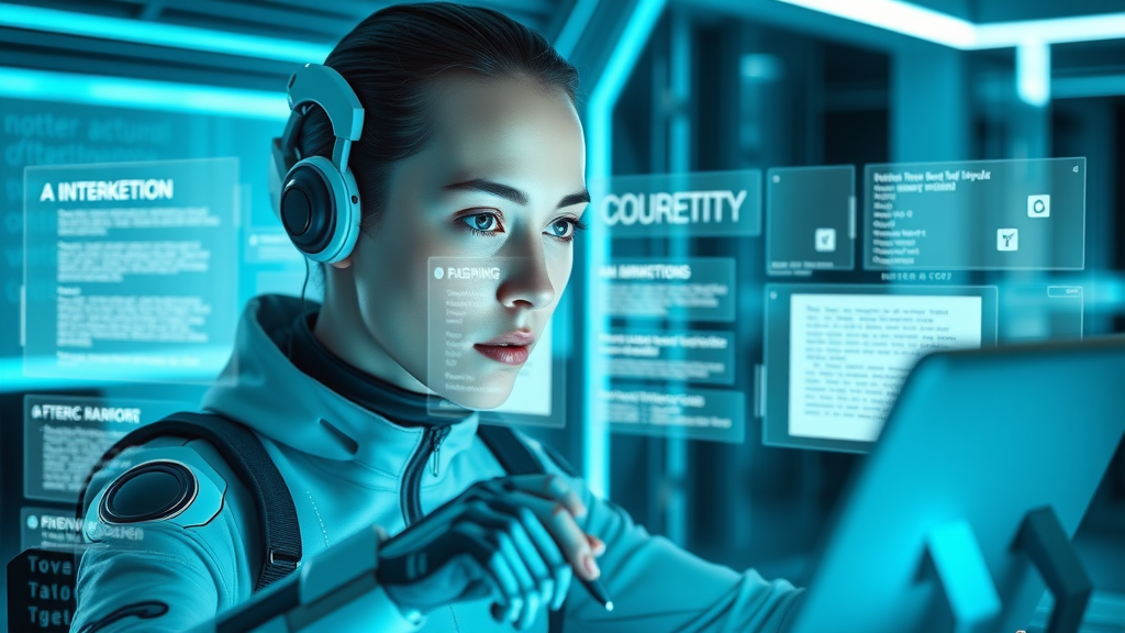 Futuristic AI-powered writing tool generating AI content for various industries