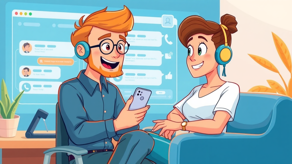 Animated customer interacting with AI voice/chat agent, intuitive digital workspace, conversational ai platform, dynamic fast replies