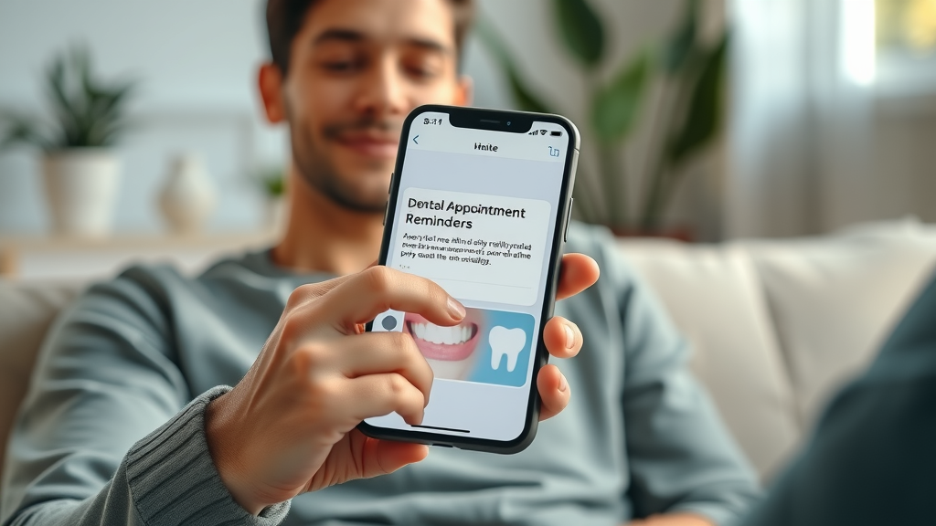 Dental appointment reminder notification on smartphone confirms upcoming dental appointment