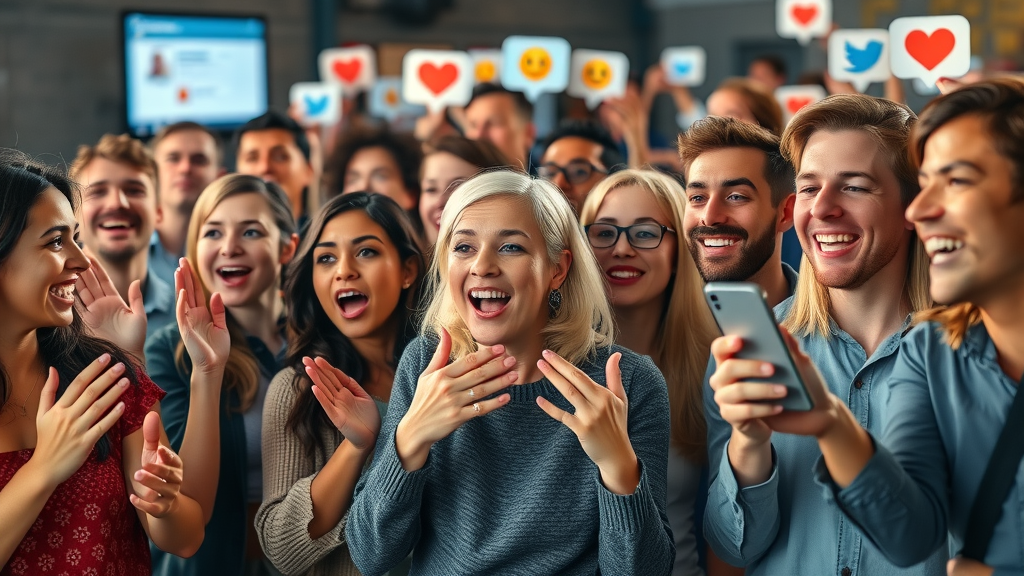 Audience engaging with social post, showing content creation algorithms in action