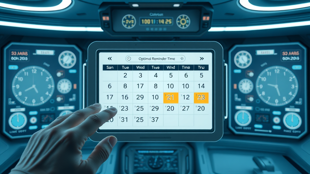 Digital calendar with optimal times for dental appointment reminders highlighted for upcoming dental appointments