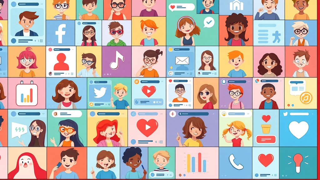 Colorful grid showing diverse types of content for content creation algorithms