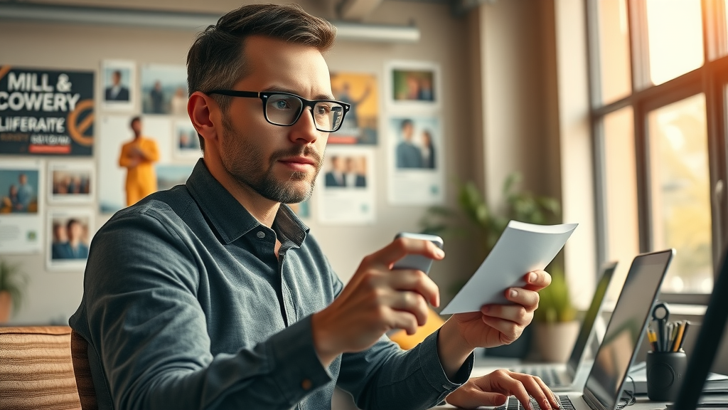 professional link builder conducting outreach to build dental practice backlinks, modern coworking space
